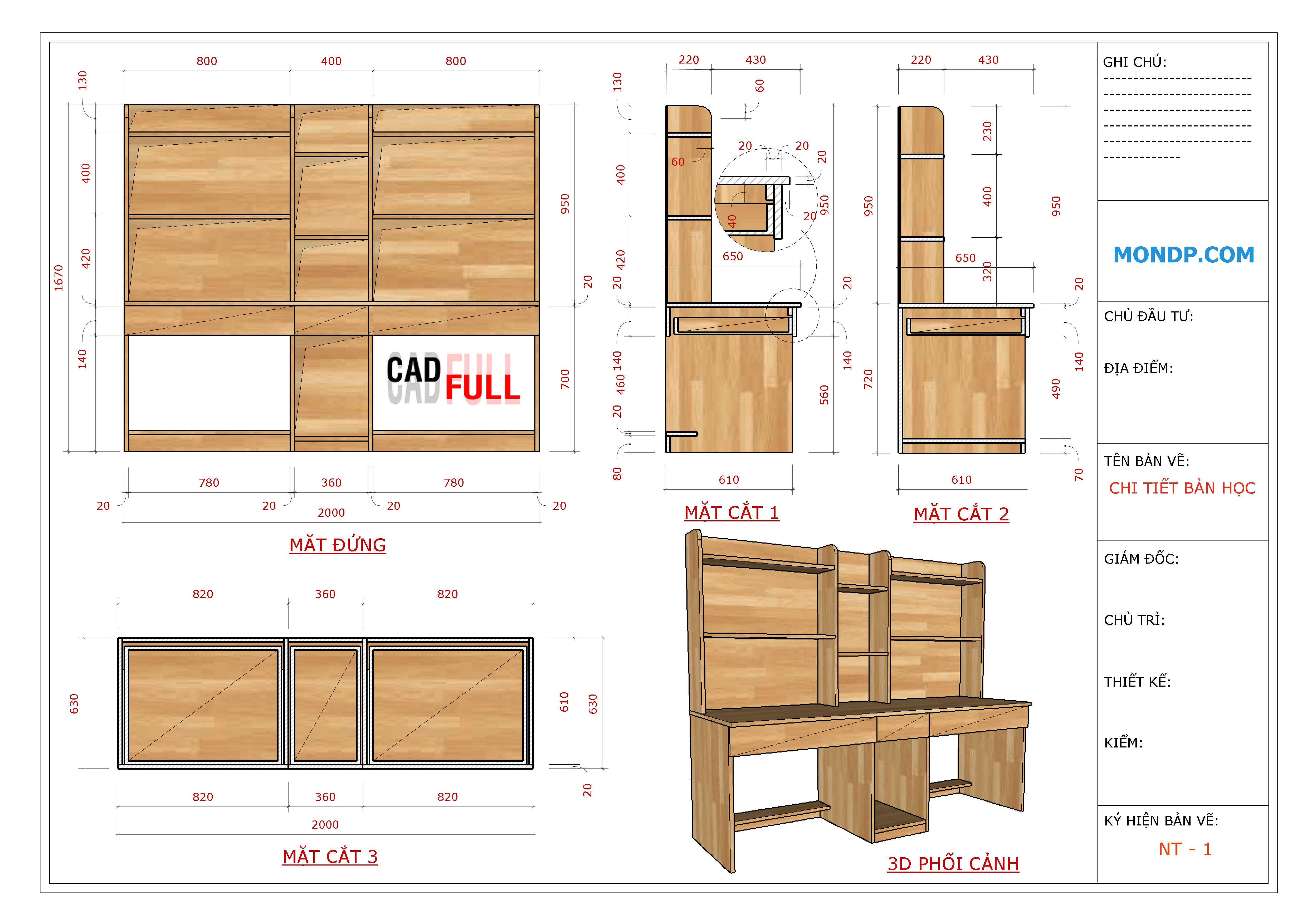 Layout Sketchup - Bàn Học Mẫu 1 | CADFULL | FREE AUTOCAD BLOCKS